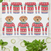 Vreemd lelijke kerstkeuken, hondenbril theedoek (Gevouwen)