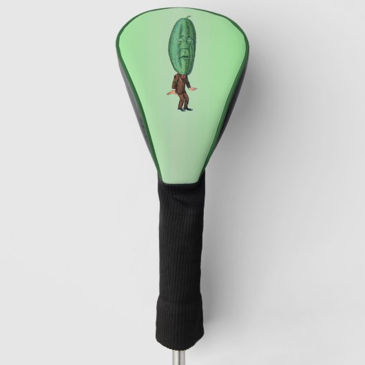 Vreemd Man met augurken hoofd in bruin pak groen Golfheadcover (Voorkant)
