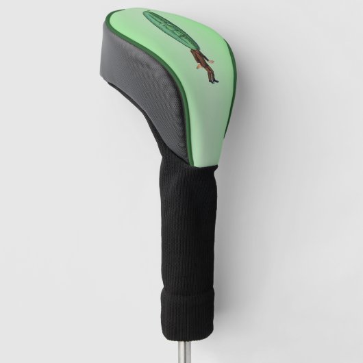 Vreemd Man met augurken hoofd in bruin pak groen Golfheadcover (Schuin)