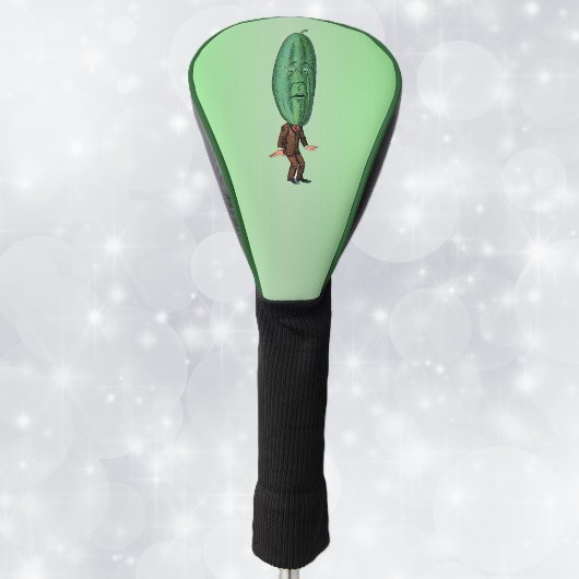 Vreemd Man met augurken hoofd in bruin pak groen Golfheadcover