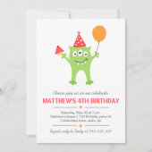 Vreemd monster met ballon en cupcake-verjaardag kaart (Voorkant)