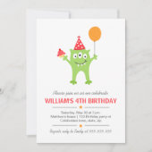 Vreemd monster met ballon en cupcake-verjaardag kaart (Voorkant)