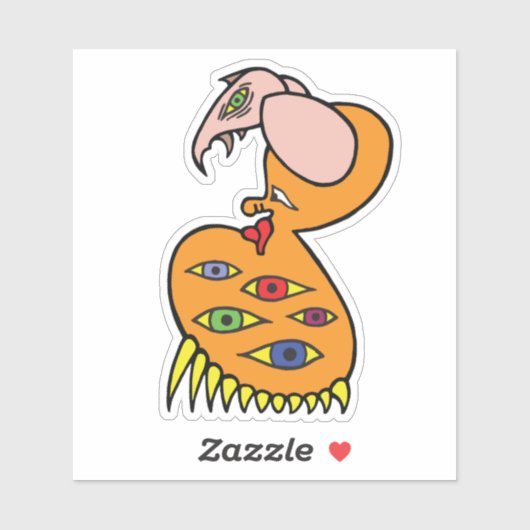 Vreemd oranje wezen met veel ogen sticker (Vel)