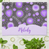 Vreemd paars grijs hart en bloem bloemrijke naam theedoek (Gevouwen)