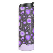 Vreemd paarsgrijs hart en bloem bloemrijke naam thermosbeker (Gedraaid links)