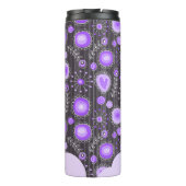 Vreemd paarsgrijs hart en bloem bloemrijke naam thermosbeker (Achterkant)
