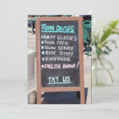 Vreemd slecht eten voor eten of lunchuitnodiging kaart (Staand voorkant)