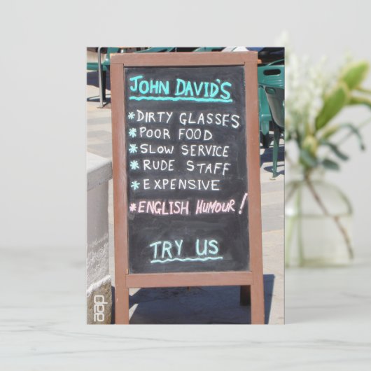 Vreemd slecht eten voor eten of lunchuitnodiging kaart (Staand voorkant)