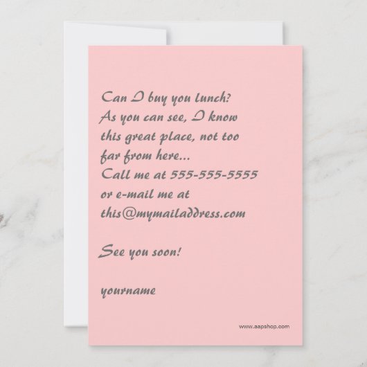 Vreemd slecht eten voor eten of lunchuitnodiging kaart (Achterkant)