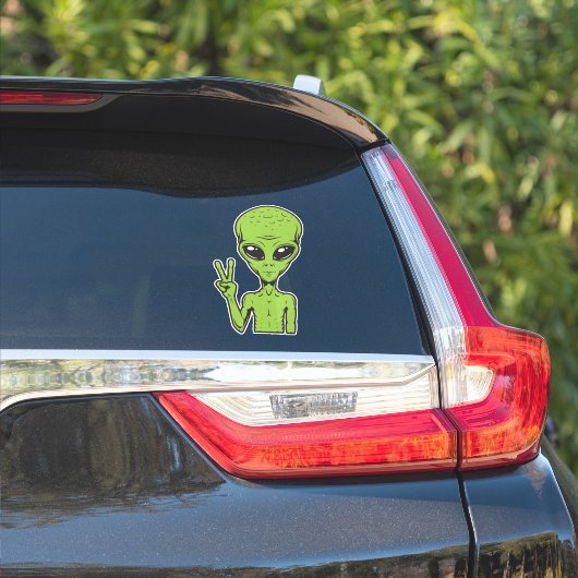 Vreemd Vredessymbool Grappig Buitenaards Wezen Aut Sticker (Auto Zijkant)