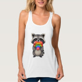 vreemd | Wasbeer met regenbooghart Tanktop (Voorkant)