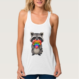 vreemd | Wasbeer met regenbooghart Tanktop