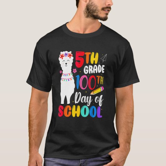 Vreemde 100e schooldag geen prob llama Happy 100t T-shirt (Voorkant)