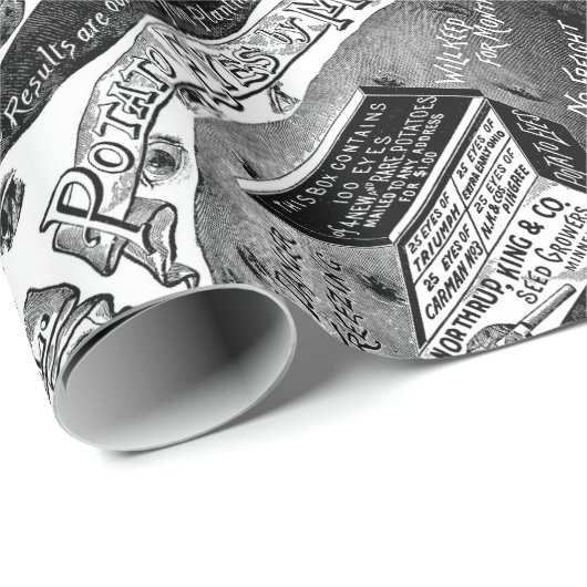 Vreemde  aardappeladvertentie cadeaupapier (Rol Hoek)