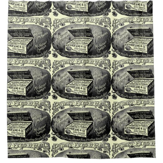 Vreemde  aardappeladvertentie douchegordijn (Voorkant)