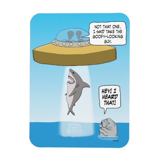 Vreemde Aliens Abduct Shark als Manatee Watts Magneet (Verticaal)