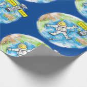 Vreemde astronaut in de cartoon van de ruimte cadeaupapier (Hoek)