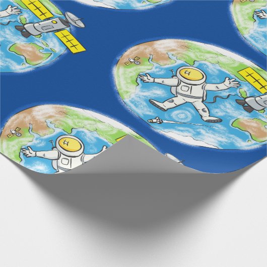 Vreemde astronaut in de cartoon van de ruimte cadeaupapier (Hoek)