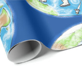 Vreemde astronaut in de cartoon van de ruimte cadeaupapier (Rol Hoek)