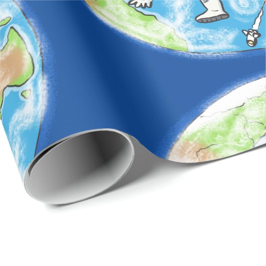 Vreemde astronaut in de cartoon van de ruimte cadeaupapier (Rol Hoek)