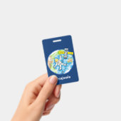 Vreemde astronaut in de ruimte en de cartoon badge (Handheld)