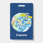Vreemde astronaut in de ruimte en de cartoon badge (Achterkant)