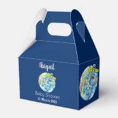 Vreemde astronaut in de ruimte en de cartoon bedankdoosjes