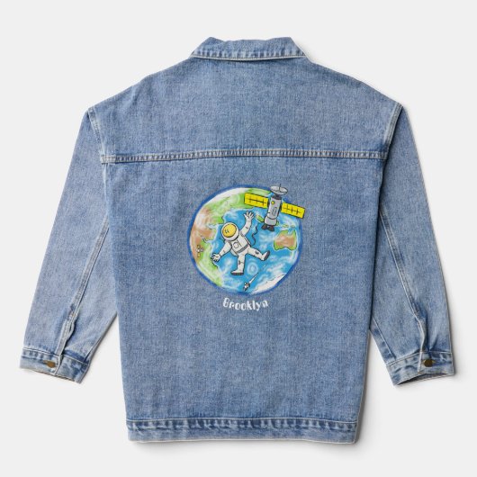 Vreemde astronaut in de ruimte en de cartoon denim jacket (Achterkant)
