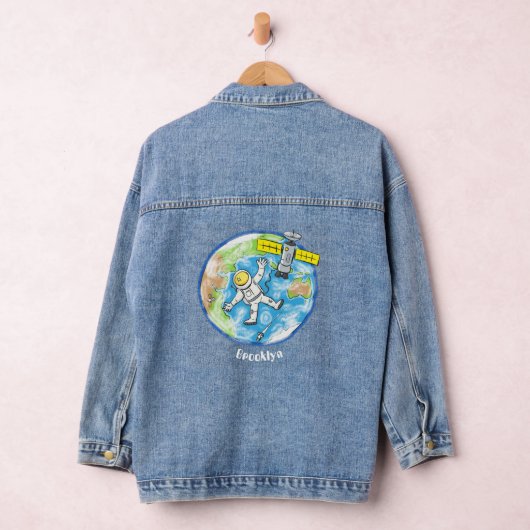 Vreemde astronaut in de ruimte en de cartoon denim jacket (Hangar)
