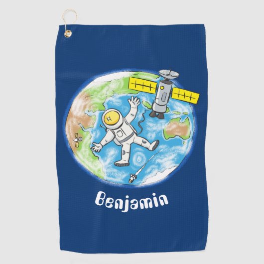 Vreemde astronaut in de ruimte en de cartoon golfhanddoek (Voorkant)