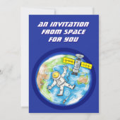 Vreemde astronaut in de ruimte en de cartoon kaart (Achterkant)