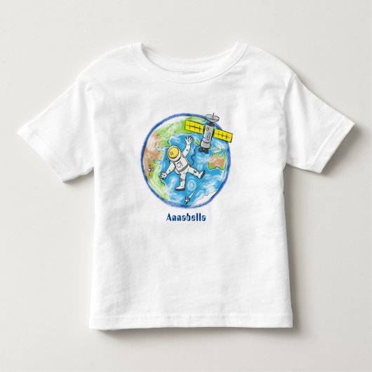Vreemde astronaut in de ruimte en de cartoon kinder shirts (Voorkant)