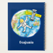 Vreemde astronaut in de ruimte en de cartoon planner (Achterkant)