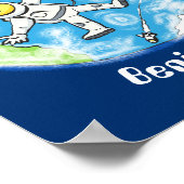 Vreemde astronaut in de ruimte en de cartoon poster (Hoek)