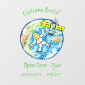 Vreemde astronaut in de ruimte en de cartoon raamsticker (Vel)