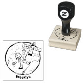 Vreemde astronaut in de ruimte en de cartoon rubberstempel (Gestempeld)