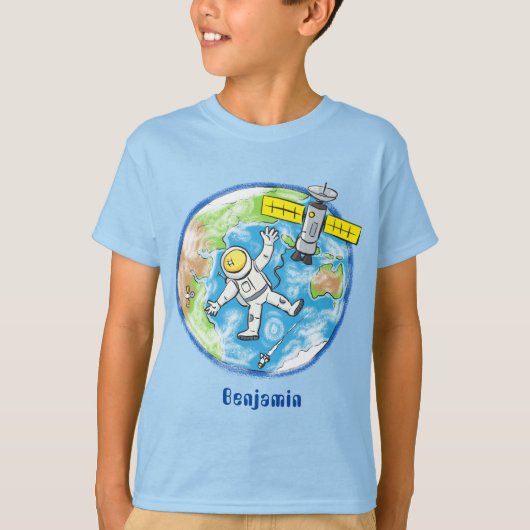Vreemde astronaut in de ruimte en de cartoon t-shirt (Voorkant)