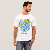 Vreemde astronaut in de ruimte en de cartoon t-shirt (Voorkant volledig)