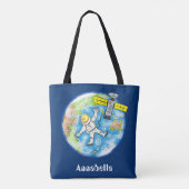 Vreemde astronaut in de ruimte en de cartoon tote bag (Achterkant)