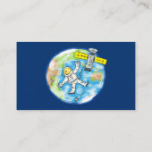 Vreemde astronaut in de ruimte en de cartoon visitekaartje (Achterkant)