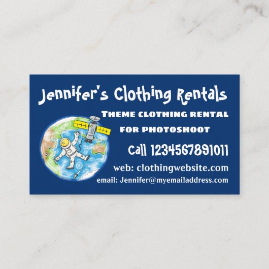 Vreemde astronaut in de ruimte en de cartoon visitekaartje (Voorkant)