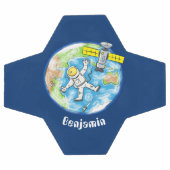 Vreemde astronaut in de ruimte en de cartoon voetbal (Enkel)