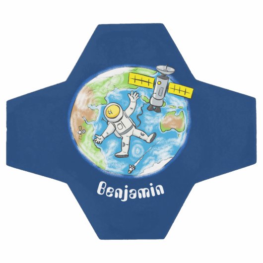 Vreemde astronaut in de ruimte en de cartoon voetbal (Enkel)