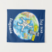 Vreemde astronaut in de ruimte en de cartoon wandkleed (Voorkant (horizontaal))