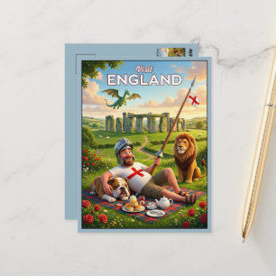 Vreemde Bezoek Engeland Draak en Leeuw Briefkaart
