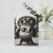 Vreemde Bizarre Grote Ogen Monster Halloween Briefkaart (Staand voorkant)