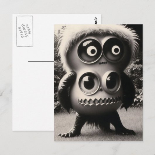Vreemde Bizarre Grote Ogen Monster Halloween Briefkaart (Voorkant / Achterkant)
