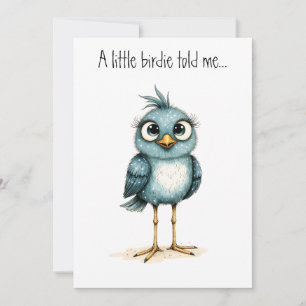Vreemde Blauwe Vogel Schattig Gelukkig Verjaardag Kaart