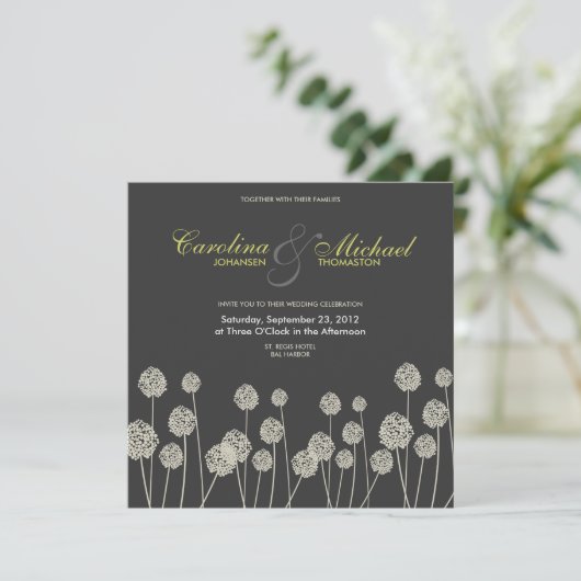 Vreemde bloemen Moderne bruiloft Uitnodigen Kaart (Staand voorkant)