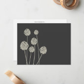 Vreemde bloemen Tan / Grijs persoonlijk briefpapie Notitiekaartje (Voorkant / Achterkant in situ)